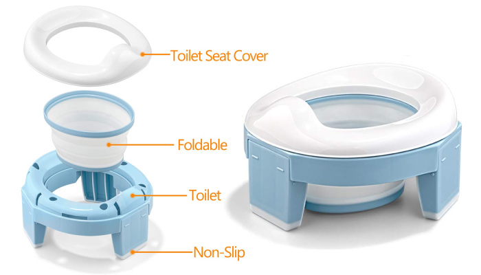 Rezlli 4 in-1 Potty Training Toilet, Portable Potty Training Seat for  Toddler Travel, Foldable Baby Travel Potty with 20 Disposable Potty Liners  Carry Bags (Green)