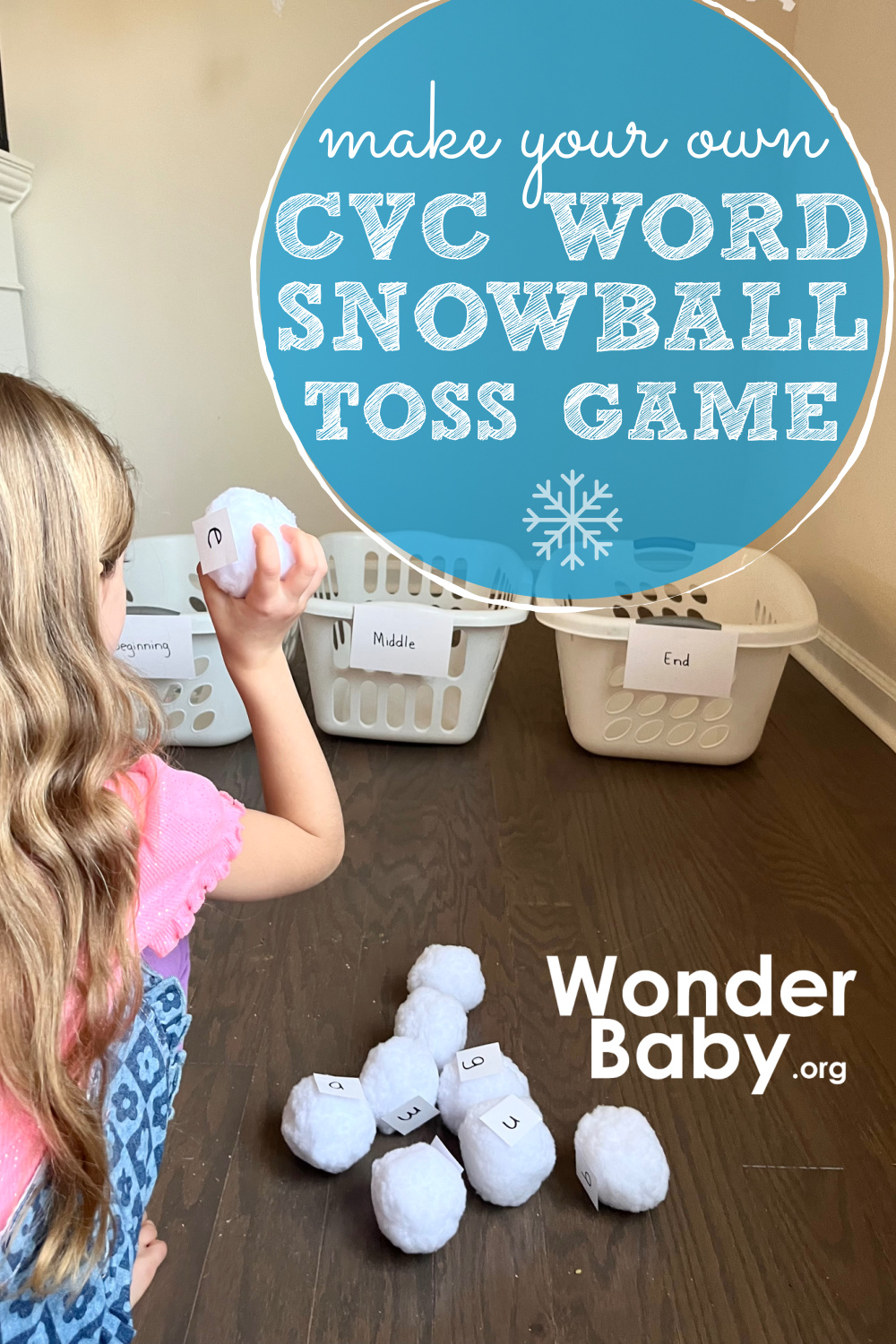 CVC Word Snowball Toss | WonderBaby.org