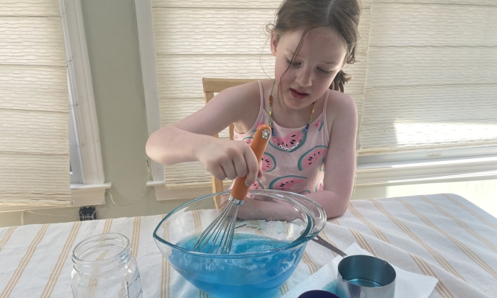 Whisk to create bubbles