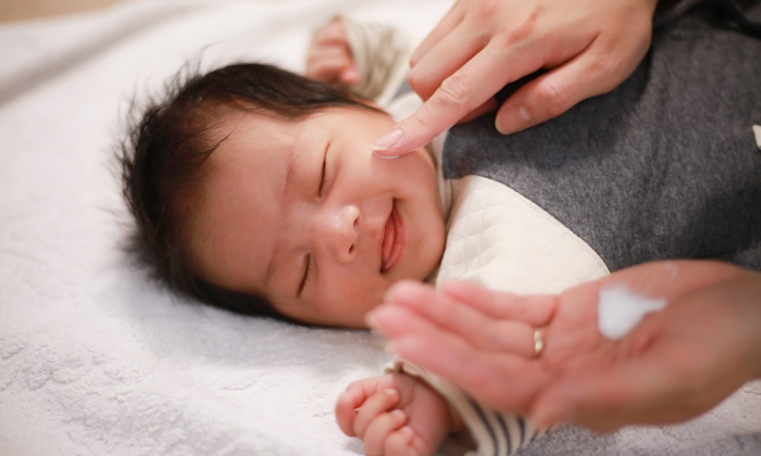 Moisturizing image of a baby's face