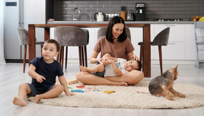 A Mother Playing with Her Children