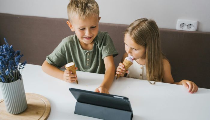 Kids Looking at the Screen of a Tablet