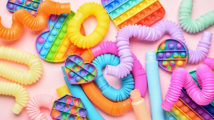 Different sensory toys that can be used in a calm-down kit