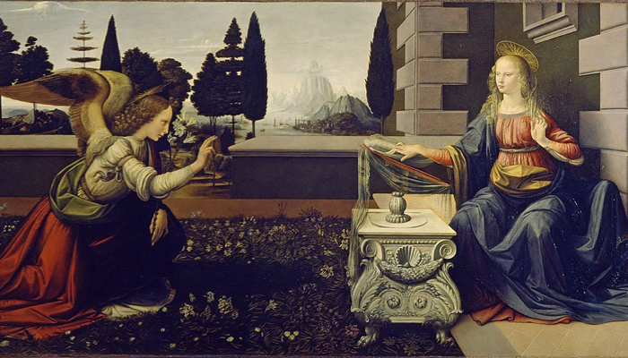 Painting of the Annunciation by Leonardo da Vinci